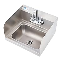 Commercial Hand Wash Sink, NSF Stainless Steel Commercial Utility Sink with Gooseneck Faucet and Strainer, 17x15 Inch Wall Mount Kitchen Sink for Restaurant Bar RV Bathroom Laundry Room
