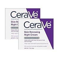 CeraVe Night Cream for Face | 2 Pack (1.7 Ounce Each) | Skin Renewing Night Cream with Hyaluronic Acid & Niacinamide | Fragrance Free