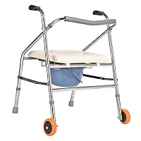 Adjustable Universal Shower Chair Bathroom Stool, 4 in 1 Foldable Commode Chair Walker, Suitable for Elderly Pregnant Woman Handicapped
