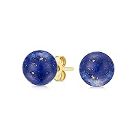 Genuine 14K Yellow Gold Round Gemstone Bead Ball Stud Earrings for Women Teens 6mm Size with a Variety of Birthstone Colors