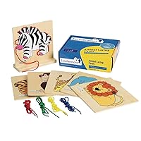 Excelleration Animal Lacing Cards, Set of 6 with Stand, Fine Motor Skill Development, Educational Toy, Preschool, Kids Toys