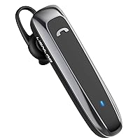Bluetooth Headset, Wireless Bluetooth Earpiece with 35 Hours Talking Time, V5.2 Hands-Free Bluetooth Headset with Microphone IPX5 Waterproof Half In-ear Earpiece for Cell Phone iOS Android - Black