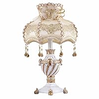 European Mid-Century Table Lamps Victorian 20in Desk Lamp Antique Painted Vironmental Resin Base Bedside Light Carve Patterns by Hand for Bedroom Living Room Office, 12.2
