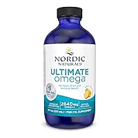 Ultimate Omega Liquid, Lemon Flavor - 8 oz - 2840 mg Omega-3 - High-Potency Omega-3 Fish Oil Supplement with EPA & DHA - Promotes Brain & Heart Health - Non-GMO - 48 Servings