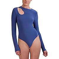 BCBGMAXAZRIA Women's Round Neck Long Sleeve Cut Out Bodysuit