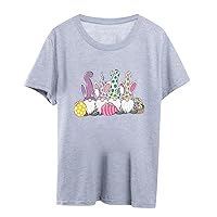 XJYIOEWT Sublimation Printer for Shirts Easter Dwarf Egg Pattern Printed Women's T Shirt Casual Round Neck Short Sleeve