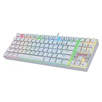 Redragon K552 Mechanical Gaming Keyboard 60% Compact 87 Key Kumara Wired Cherry MX Blue Switches Equivalent for Windows PC Gamers (RGB Backlit White) (Renewed)