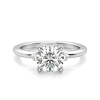 1.7 CT Round Cut VVS1 Colorless Moissanite Engagement Ring, Wedding/Bridal Ring Set, Solitaire Halo Hidden Sterling Silver Vintage Antique Anniversary Promise Ring