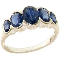Solid 925 Sterling Silver Natural Sapphire Womens Band Ring - Sizes 4 to 12 Available