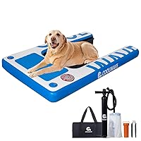 Extra Large Inflatable Dog Water Ramp, Pool Ramps for Dogs, Pool Ramp for Dogs Up to 200lbs, Extra Wide Dog Ramp for Boat with Non-Slip Pad (Blue)