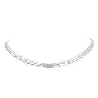 FindChic Stunning Choker Herringbone Chains for Women Stainless Steel 18K Gold/Rose Gold Plated Snake Chain Necklaces 3MM/5MM Width 12.5inch 15inch Adjustable, with Jewelry Box