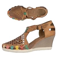 Womens 101 Authentic Mexican Huarache Leather Sandals Wedge Buckle