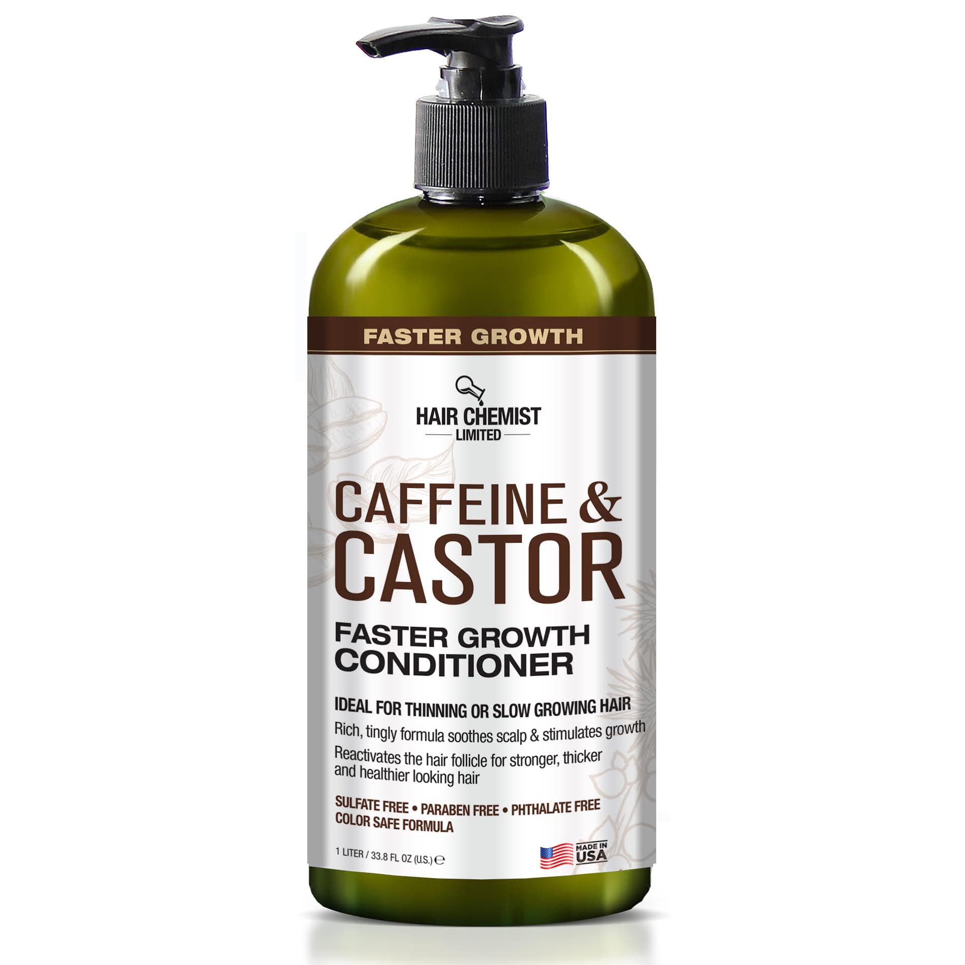Hair Chemist Caffeine and Castor Faster Growth Conditioner 33.8 oz. - Hair Conditioner for Faster Hair Growth