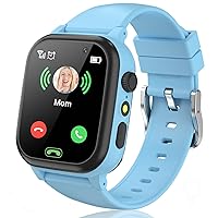 JYNZYUPO GPS Smart Watch for Kids Boys Girls,1.48'' Fitness Tracker Kids Smart Watch GPS with Sim Card Call SOS Camera,Children's Day Birthday Gift for Kids 3-12 Years Blue