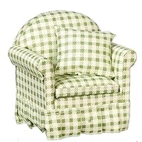 Melody Jane Dollhouse Green Gingham Check Armchair 1:12 Living Room Furniture