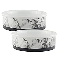 Bone Dry Pet Bowl Collection Ceramic Set, Small, Marble, 2 Count White