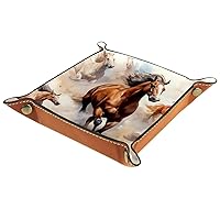 Cloud Galloping Horse Microfiber Leather Jewelry Valet Tray for Women Storage Tray-Office Desk Tray Bedside Caddy Storage Organizer for Wallet Key Watch Phone Jewelry(16X16CM)