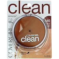 CoverGirl Clean Pressed Powder Compact, Natural Beige [140], 0.39 oz (Pack of 2)