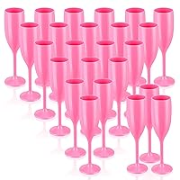 Champagne Flute Acrylic Champagne Glasses Wedding Toasting Champagne Flute Goblet Plastic Reusable Unbreakable Champagne Cups for Bachelorette Wedding Bridal Shower Party (Pink, 24)