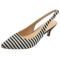 Womens Stripe Slip On Shoes Slip On Office Pumps Pointed Toe Wedding Dress Party Slingback