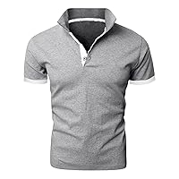 Mens Shirt,Plus Size Short Sleeve Casual Slim Fit Shirts Contrast Color Patchwork T-Shirts Top Blouse