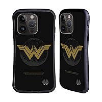 Head Case Designs Officially Licensed Wonder Woman Movie Distressed Look Logos Hybrid Case Compatible with Apple iPhone 15 Pro