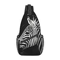 Sling Backpack Bag Black & White Zebra Print Crossbody Chest Bag Adjustable Shoulder Bag Travel Hiking Daypack Unisex