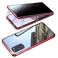 UMTITI Compatible Samsung Galaxy S21 5G (6.2 inch 2021) Privacy Magnetic Case, with Built-in Screen Protector Magnetic Clear Double-Sided Tempered Glass Anti-Spy Anti-Peeping Privacy Cover (Red)
