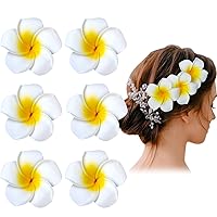 YHmall 24 Pack Hawaiian Flower Hair Clips, 2.5 Inch Plumeria Foam Hair Accessories Clip for Women, Hawaii Tropical Party Decorations, Beach Pool Vacation Outfit, Luau Party Supplies favors, Bridal