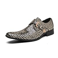 Men's Sparkly Printed Buckle Chelsea Boots Fashion Pointed Toe Slip-On Party Dress Shoe