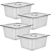 4 Packs Stainless Steel Hotel Pan,1/2 Size x 6
