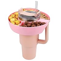 Snack Bowl for Stanley Cup, Reusable Snack Ring Compatible with Stanley Quencher H2.0 30OZ / 40OZ Tumbler with Handle, Stanley Cup Accessories, Snack Bowl (Pink, 40OZ)