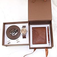 GYLXW Men's Watch Wallet Belt 5-Piece Business Gift Set (Color : E, Size : 18 * 16 * 10cm)