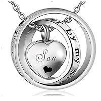 weikui Son Cremation Necklace No Longer My Side ，Forever in My Heart Necklaces Cremation Ashes Jewelry for mom & dad