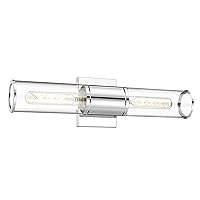 Bathroom Vanity Light Fixtures, Chrome Wall Lights in Clear Glass Indoor Wall Sconce, Modern Wall Light Up and Down Wall Mount Lamp for Bathroom, Bedroom, Hallway, Kitchen, VL834-CH-CL