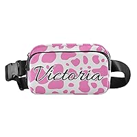 Custom Cow Pink Fanny Packs for Women Men Personalized Belt Bag with Adjustable Strap Customized Fashion Waist Packs Crossbody Bag Waist Pouch for Travel Workout
