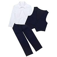 YiZYiF Kids Boys Wedding Gentleman Outfit Bow Tie Dress Shirt Pants Clothes Set with Vest