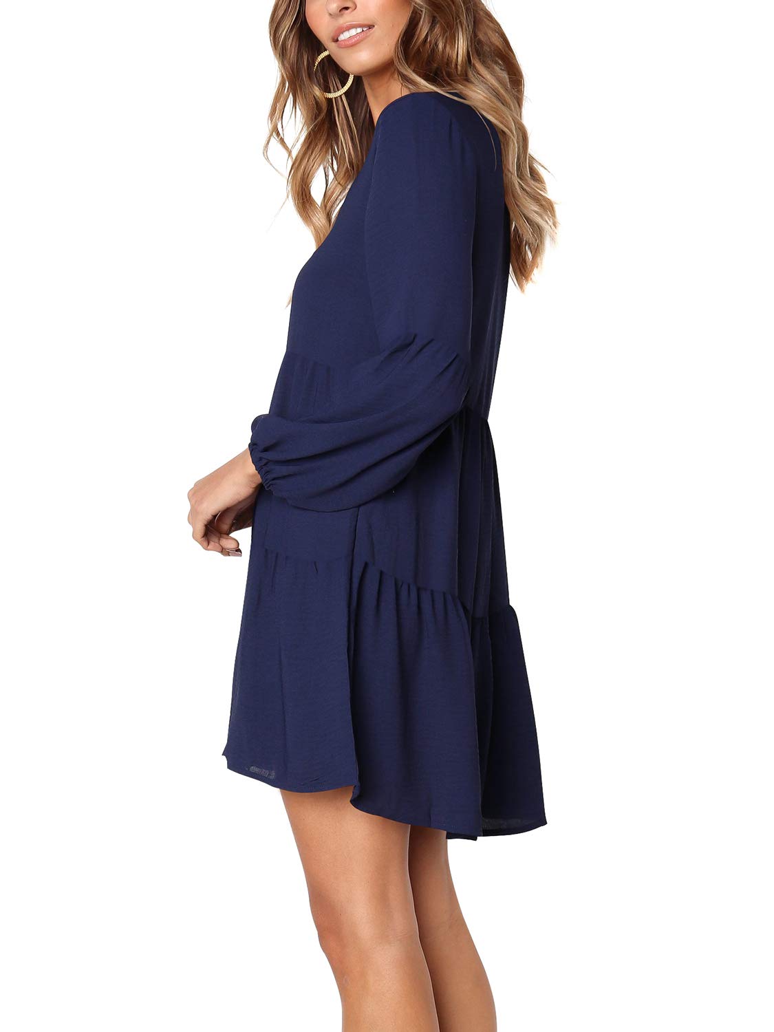 Amoretu Women Summer Tunic Dress V Neck Casual Loose Flowy Swing Shift Dresses