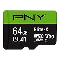 PNY 64GB Elite-X Class 10 U3 V30 microSDXC Flash Memory Card PNY 64GB Elite-X Class 10 U3 V30 microSDXC Flash Memory Card