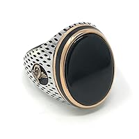 KAR 925K Stamped Sterling Silver Black Onyx Ottoman Men's Ring K51B