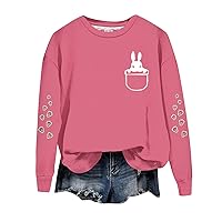 Easter Bunny T-Shirt for Women Floral Rabbit Shirts Easter T Shirs Cute Bunny Long Sleeve Tee Tops