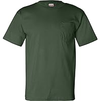 Bayside USA-Made Short Sleeve T-Shirt with a Pocket. 7100 Large Forest Green
