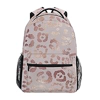 ALAZA Rose Gold Leopard Print Pink Large Backpack Personalized Laptop iPad Tablet Travel School Bag with Multiple Pockets