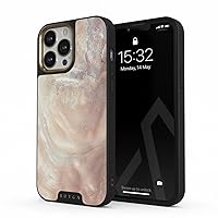 BURGA Elite Phone Case Compatible with iPhone 14 PRO - Nude Marble Brown Seashell Pearl - Cute But Tough with CloudGuard 2-in-1 Defense System - iPhone 14 PRO Protective Scratch-Resistant Hard Case