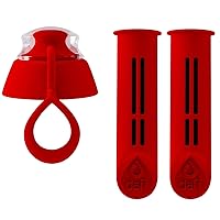 DAFI Water Bottle Filters and Cap Replacements RED | 2-Pack | Last up to 60 Days | Hiking Water Filter, Personal Filtered Water Bottle, Camping Water Filter | BPA-Free | Made in Europe