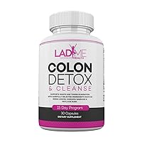 Pure Colon Cleanse & Detox 15 Day Program - Herbal Laxative Constipation Relief with Psyllium Husk, Cascara Sagrada & Senna Leaves - Special Women Intestinal Cleanser by Ladyme - 30 Capsules