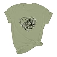 Adventure Awaits T-Shirt Women Earth Day Environmental Awareness Tops Nature Hiking Mountain Print Short Sleeve Tees