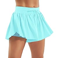 Ewedoos Flowy Shorts for Women 2 in 1 Butterfly Shorts Girls High Waisted Athletic Running Shorts Skort Preppy Clothes
