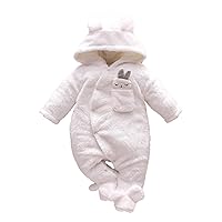 Infant Boys Girls Long Sleeve Winter Fleece Rabbit Hooded Newborn Jumpsuit Romper Mother Toddler Matching