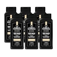J.R. Watkins Natural Daily Moisturizing Body Wash, Hydrating Shower Gel for Men and Women, Free of SLS, USA Made and Cruelty Free, Sandalwood Vanilla, 18 fl oz, 6 Pack